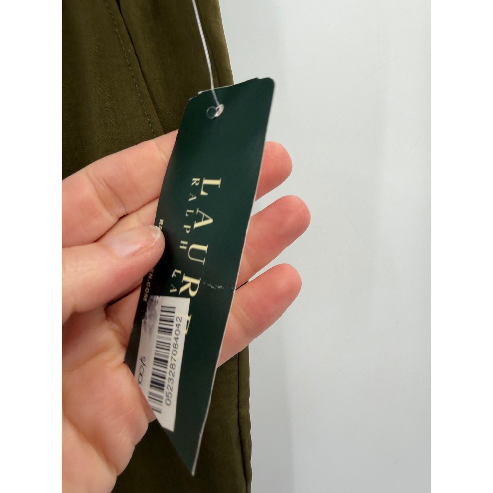 NWT Ralph Lauren Wide Leg Pants Women 10 Olive Green Cropped Boho Earthy Chic - Picture 4 of 9